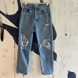 AGOLDE 90’s Mid Rise Straight Distressed Fit in Fall Out SZ: 27